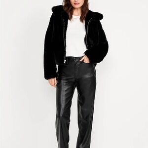 High rise faux leather pants